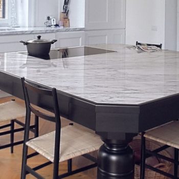 The pleasant contrast of Carrara marble on total black wood gives great character to this modern neoclassical style kitchen. Made the marble tops.
[wp-svg-icons icon="search-2" wrap="h1"]